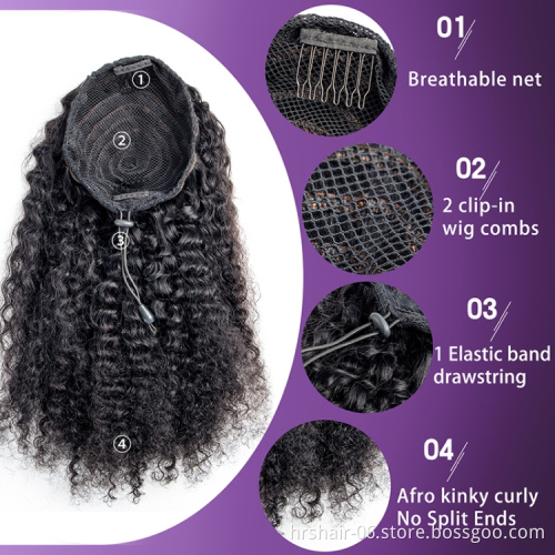 8a grade deep wave 30 inch Wholesale price Human Hair ponytail Cuticle Aligned Hair Free Sample Silky Brazilian Hair ponytail